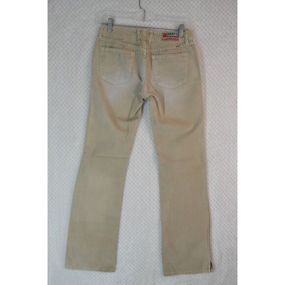 Lucky Brand Dungarees Wonder Jeans Women's 0/25 Long Length Tan Distressed Jeans - Picture 6 of 13